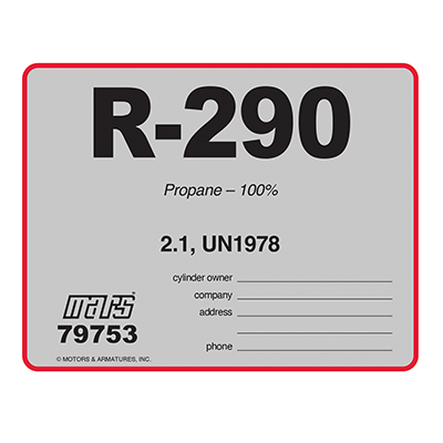 R-290 REFRIG I.D. LABELS